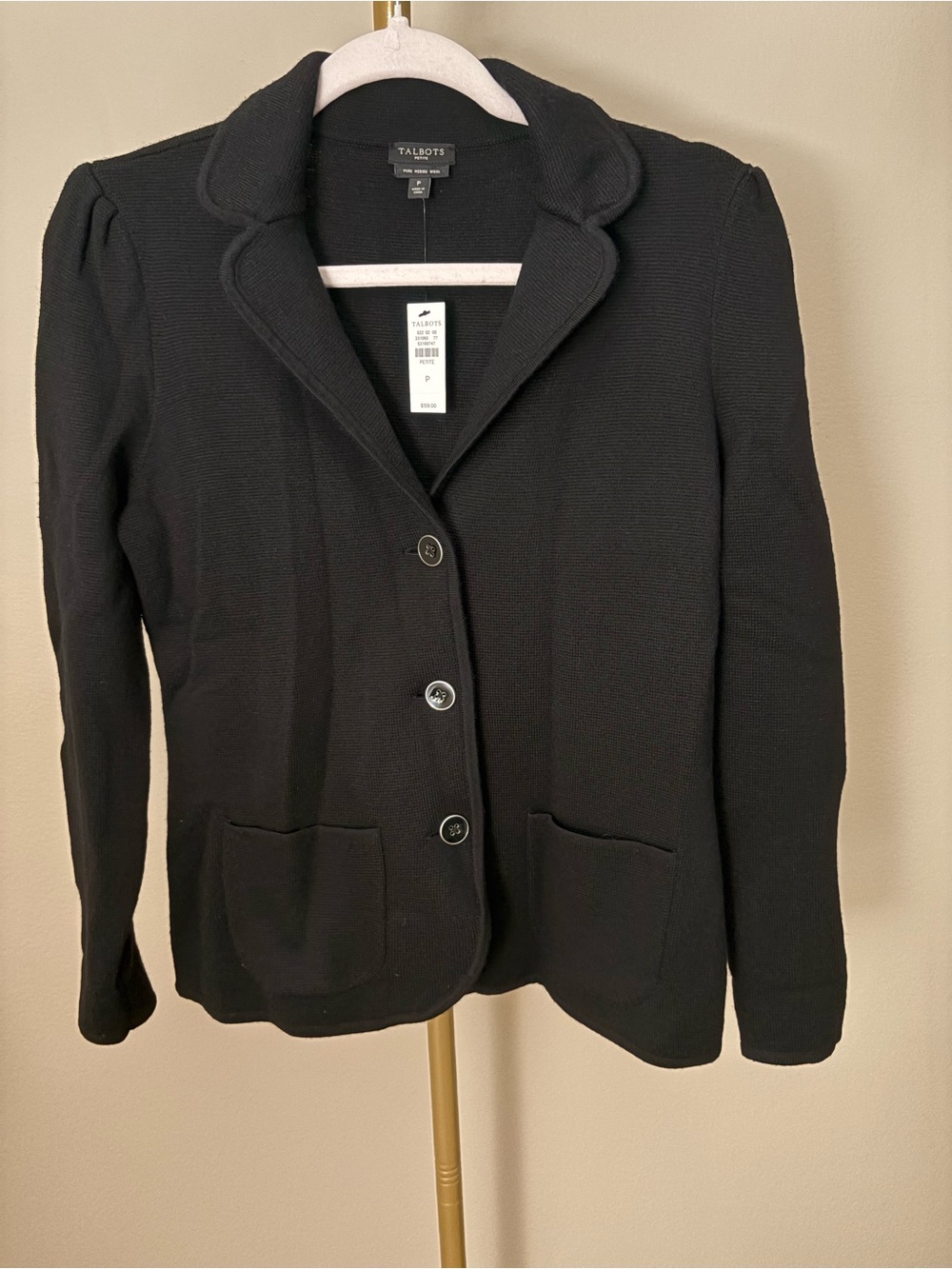 Talbots Black Knit Blazer with Patch Pockets